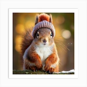 Firefly Adorable Squirrel In Cozy Knitted Accessories 46984 Art Print