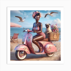 Pink Scooter Art Print