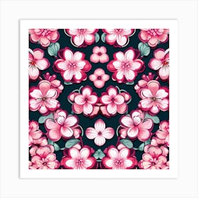 Sakura Flower Pattern Art Print