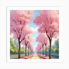 Sakura Trees Art Print