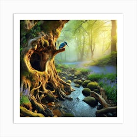 Kingfisher In The Forest 14 Art Print