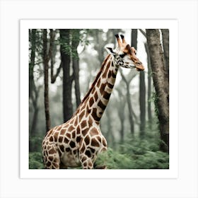 Giraffe In The Forest Art Print