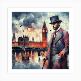 Abstract Puzzle Art English gentleman in London 9 Art Print