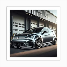 Modified Metallic Black Vw Golf R With Full Body Kit 2 Art Print