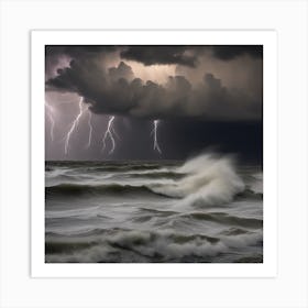 Lightning Over The Ocean 3 Art Print