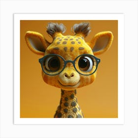 Giraffe With Glasses Art Print