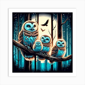 Owls In The Woods Art Print