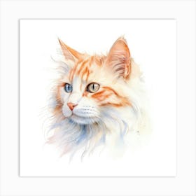 Cymric Cat Portrait 2 Art Print