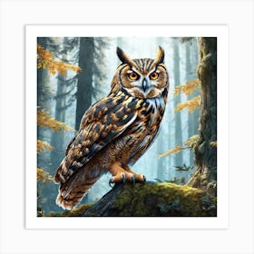 Owl In The Forest 205 Art Print