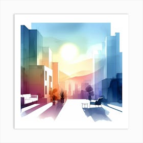 Watercolor Cityscape 7 Art Print