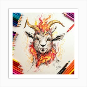 Goat With Horns 21 Art Print