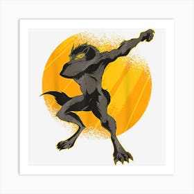 Dabbing Werewolf Funny Halloween Art Print