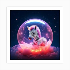 Firefly Bioluminescent, Cute, Tiny, Miniature, Sleeping, Baby Zebra, Moonlight, Adorable, Big Eyes, (3) Art Print