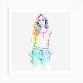 Girl With Rainbow Hair 3 Art Print