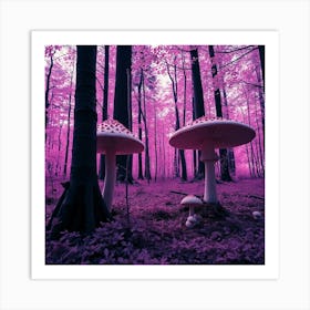 Purple Mushrooms In The Forest 1 Art Print