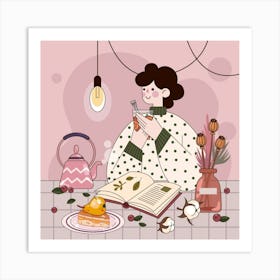 Girl Reading Book Art Print