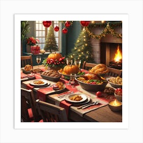 Christmas Dinner Table Art Print