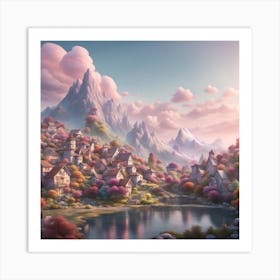 Village In The Mountains Art Print