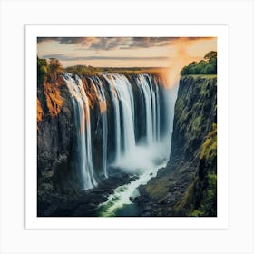 Sunset Over Victoria Falls Art Print