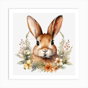 Rabbit With Flowers 3 Art Print