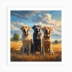 Three Labrador Retrievers Art Print