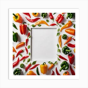 Colorful Peppers On White Background 1 Art Print