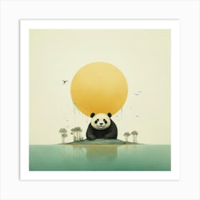 Panda Bear In The Water Art Print