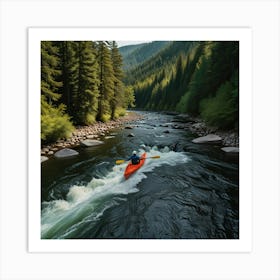 Kayaker On A River Art Print