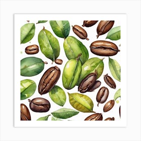 Coffee Beans Seamless Pattern 12 Art Print