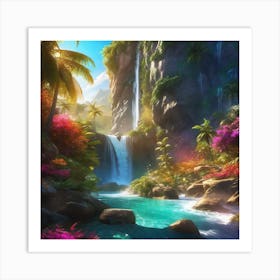 Waterfall In The Jungle 2 Art Print