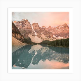 Pink Mountain View Square Art Print