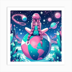 Pink Girl In Space Poster