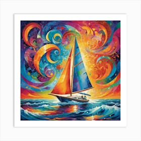 Sailboat In The Ocean 1 Art Print