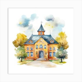 Watercolor Of A Church Art Print