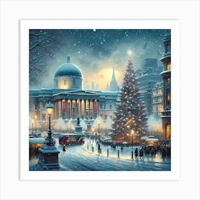 Christmas In London At winter With Trafalgar Square Art Print