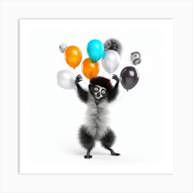 Lemur With Balloons 3 Art Print