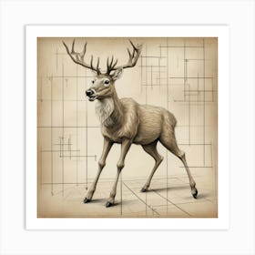 Deer Drawing 10 Art Print