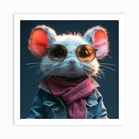 Mouse In Glasses Art Print