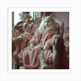 Maincoon Cat In Pink Art Print