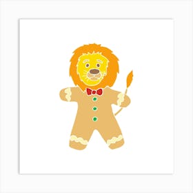 Gingerbread Lion, Fun Circus Animal, Cake, Biscuit, Sweet Treat Print, Square Art Print