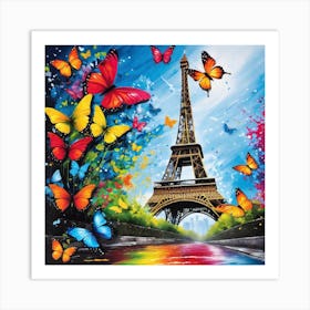 Paris With Butterflies 123 Art Print