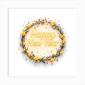 Happy New Year Wreath Poster