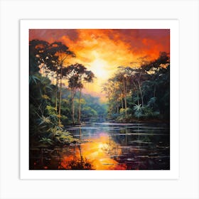 Sunset In The Jungle 3 Art Print