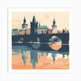 A Prague With Charles Bridge Vector Design Illus 1720467977 4 Art Print