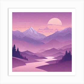 Misty mountains background in purple tone 10 Art Print