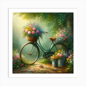 Bicycle With Flowers Art Print