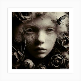 Girl With Roses Art Print