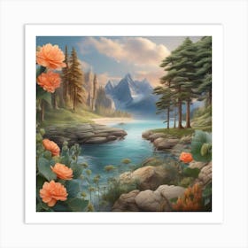 Sunset By The River Art Print