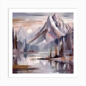 Firefly An Illustration Of A Beautiful Majestic Cinematic Tranquil Mountain Landscape In Neutral Col (4) Art Print