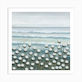 White Flowers On The Beach Art Print